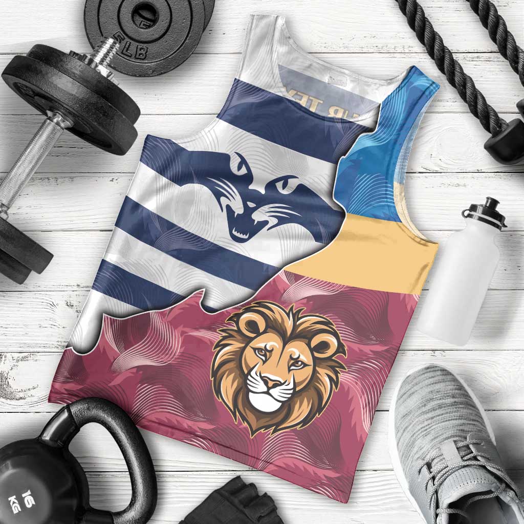 Brisbane-Geelong Football Custom Men Tank Top Cracked Metal Style