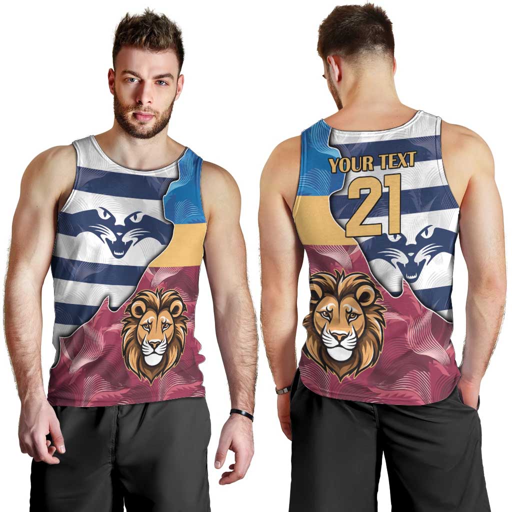 Brisbane-Geelong Football Custom Men Tank Top Cracked Metal Style