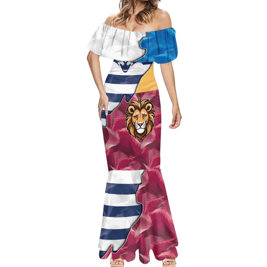 Brisbane-Geelong Football Custom Mermaid Dress Cracked Metal Style