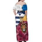 Brisbane-Geelong Football Custom Off Shoulder Maxi Dress Cracked Metal Style