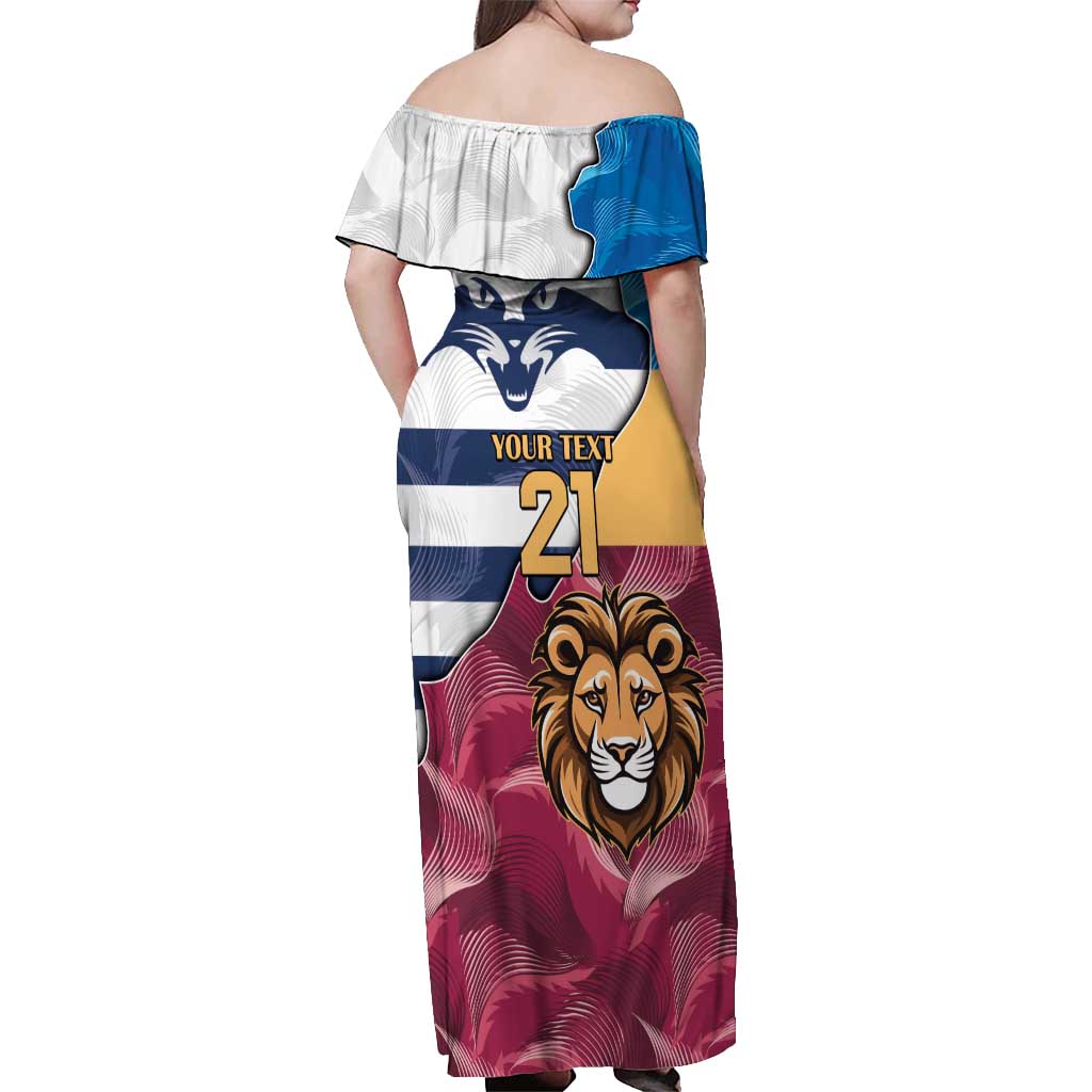 Brisbane-Geelong Football Custom Off Shoulder Maxi Dress Cracked Metal Style