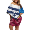 Brisbane-Geelong Football Custom Off Shoulder Short Dress Cracked Metal Style