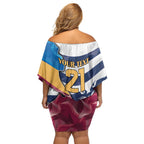 Brisbane-Geelong Football Custom Off Shoulder Short Dress Cracked Metal Style