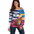 Brisbane-Geelong Football Custom Off Shoulder Sweater Cracked Metal Style