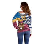 Brisbane-Geelong Football Custom Off Shoulder Sweater Cracked Metal Style