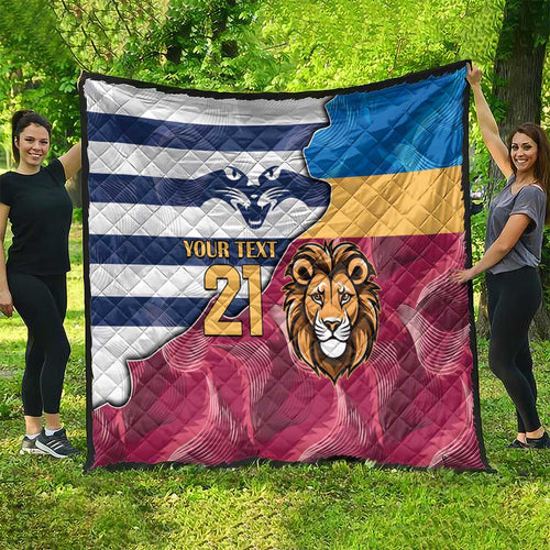 Brisbane-Geelong Football Custom Quilt Cracked Metal Style