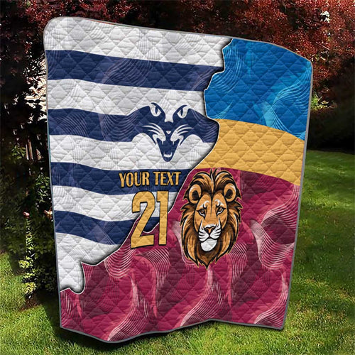 Brisbane-Geelong Football Custom Quilt Cracked Metal Style