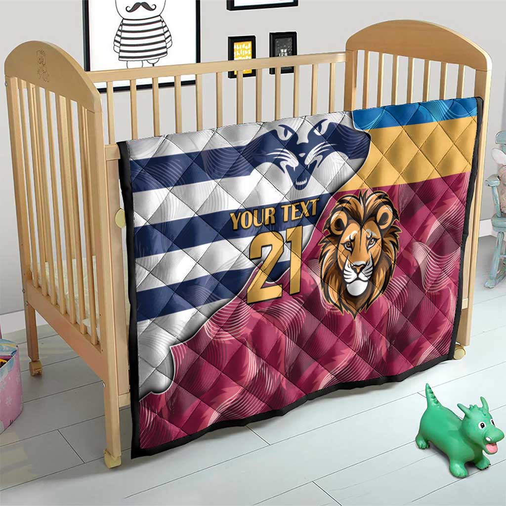 Brisbane-Geelong Football Custom Quilt Cracked Metal Style