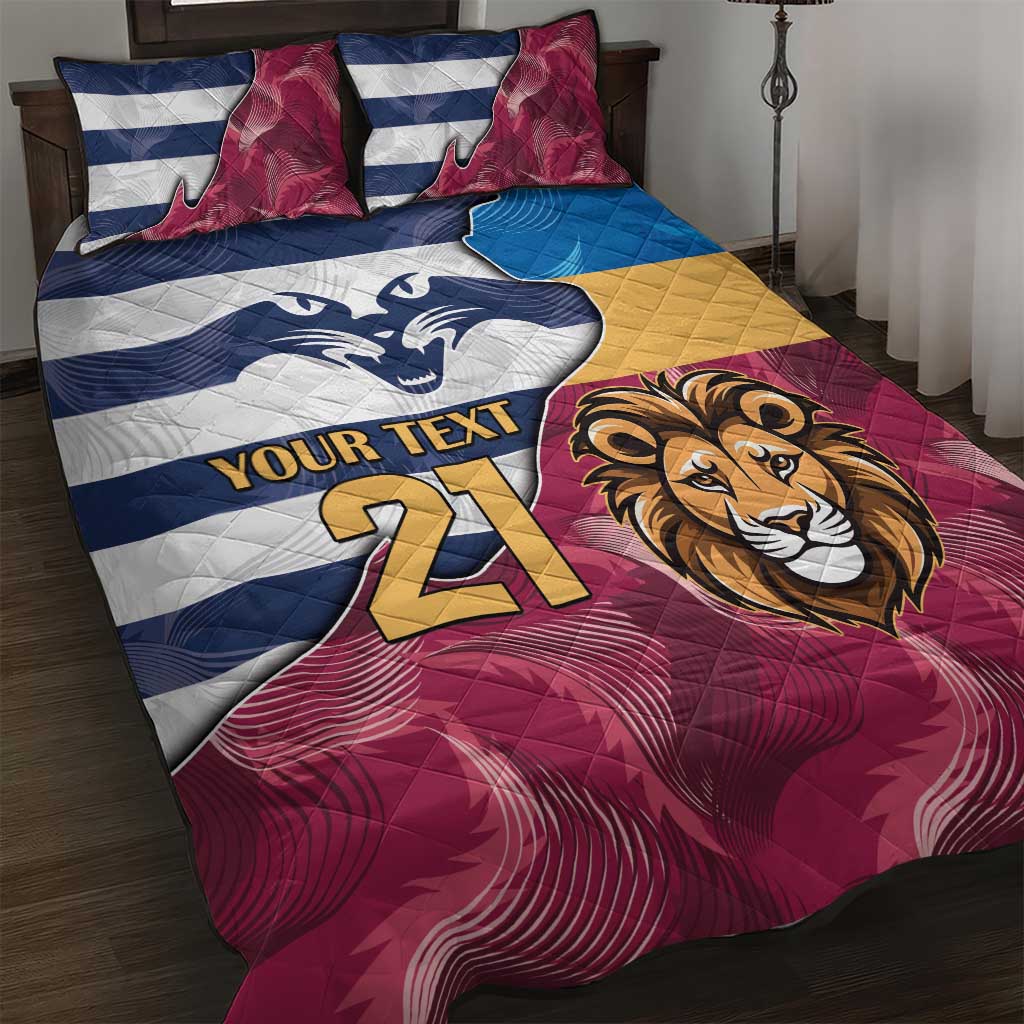 Brisbane-Geelong Football Custom Quilt Bed Set Cracked Metal Style