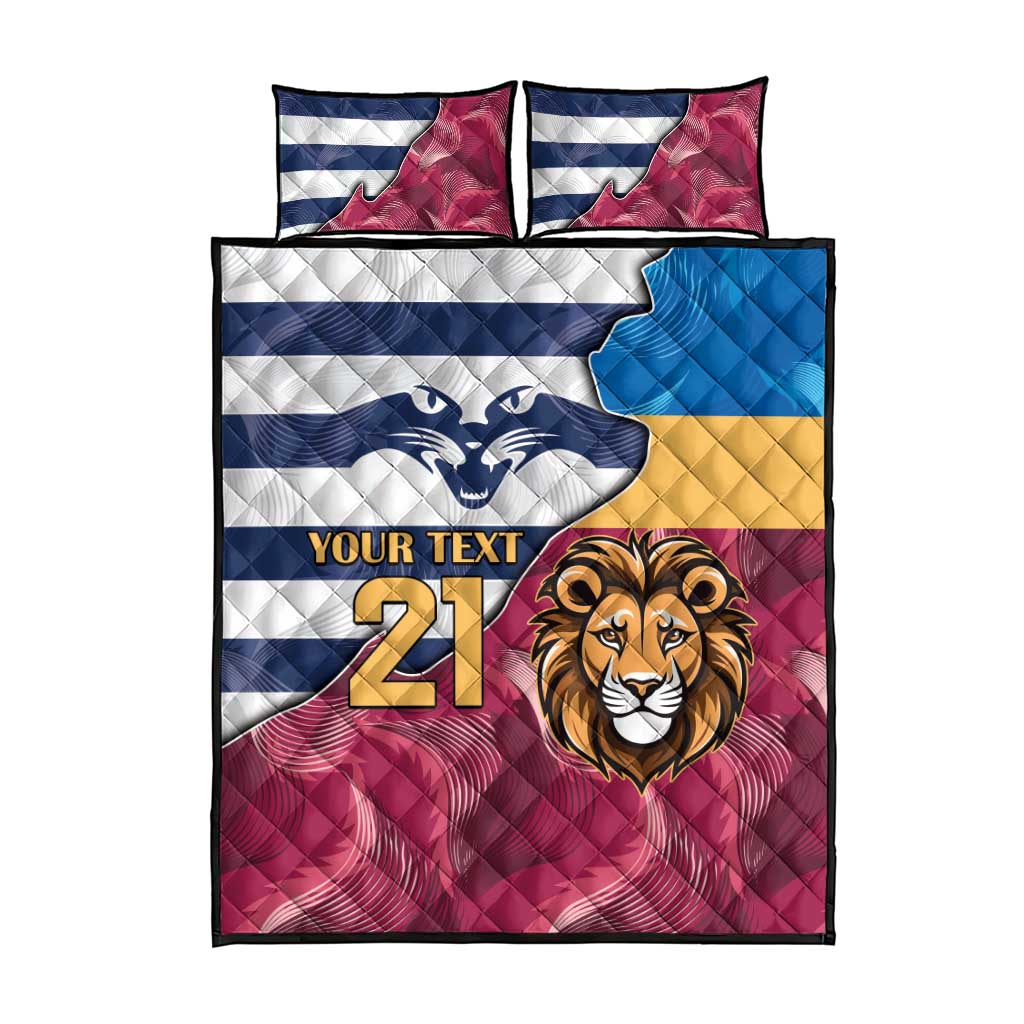 Brisbane-Geelong Football Custom Quilt Bed Set Cracked Metal Style