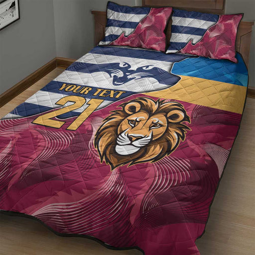 Brisbane-Geelong Football Custom Quilt Bed Set Cracked Metal Style
