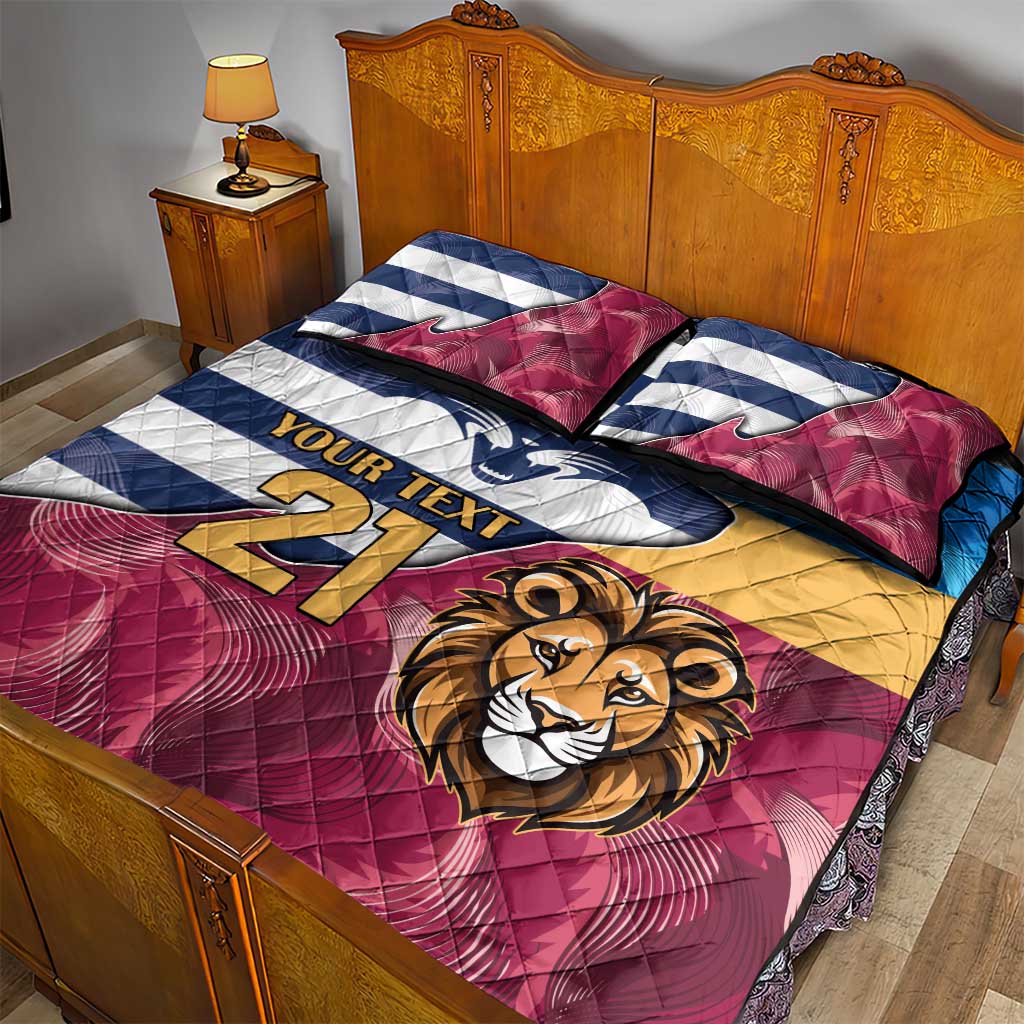 Brisbane-Geelong Football Custom Quilt Bed Set Cracked Metal Style