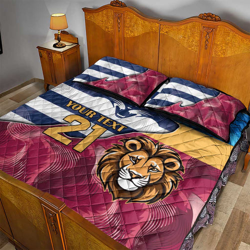Brisbane-Geelong Football Custom Quilt Bed Set Cracked Metal Style