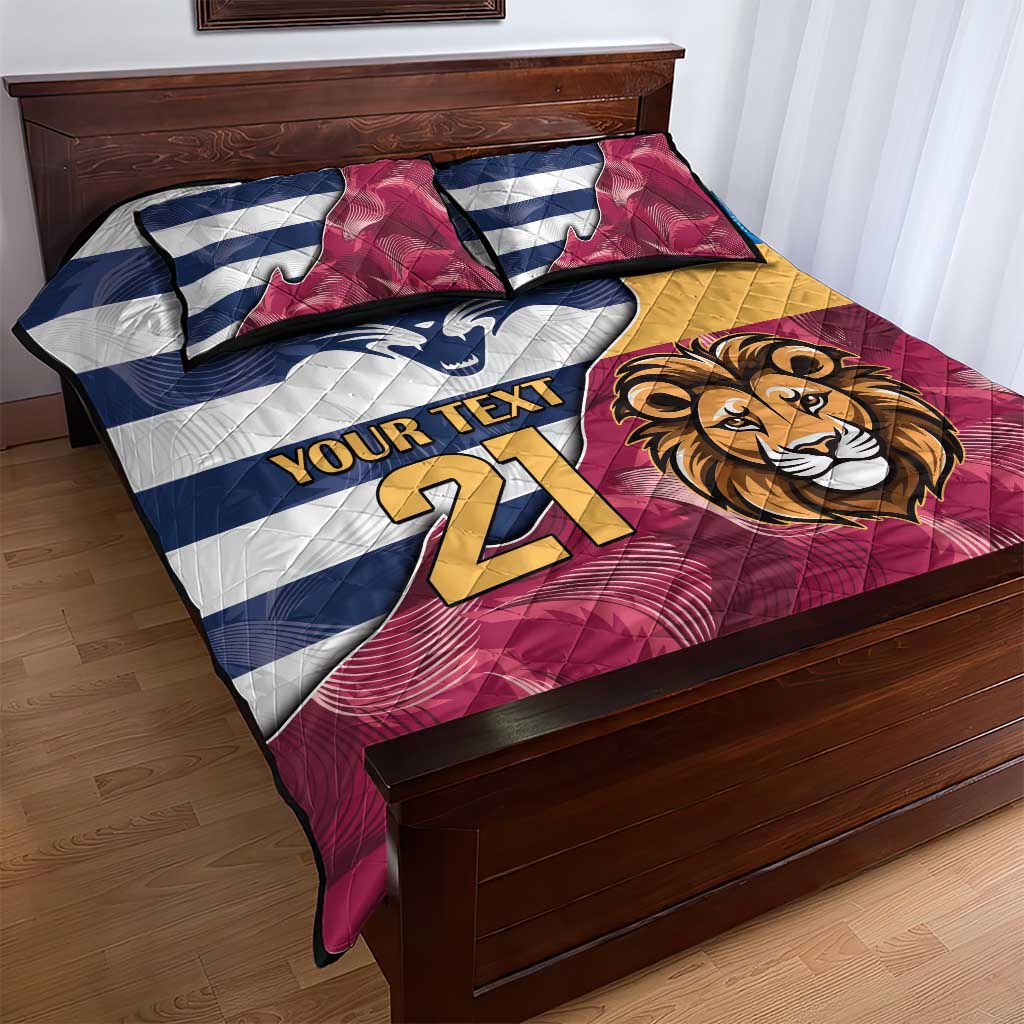 Brisbane-Geelong Football Custom Quilt Bed Set Cracked Metal Style