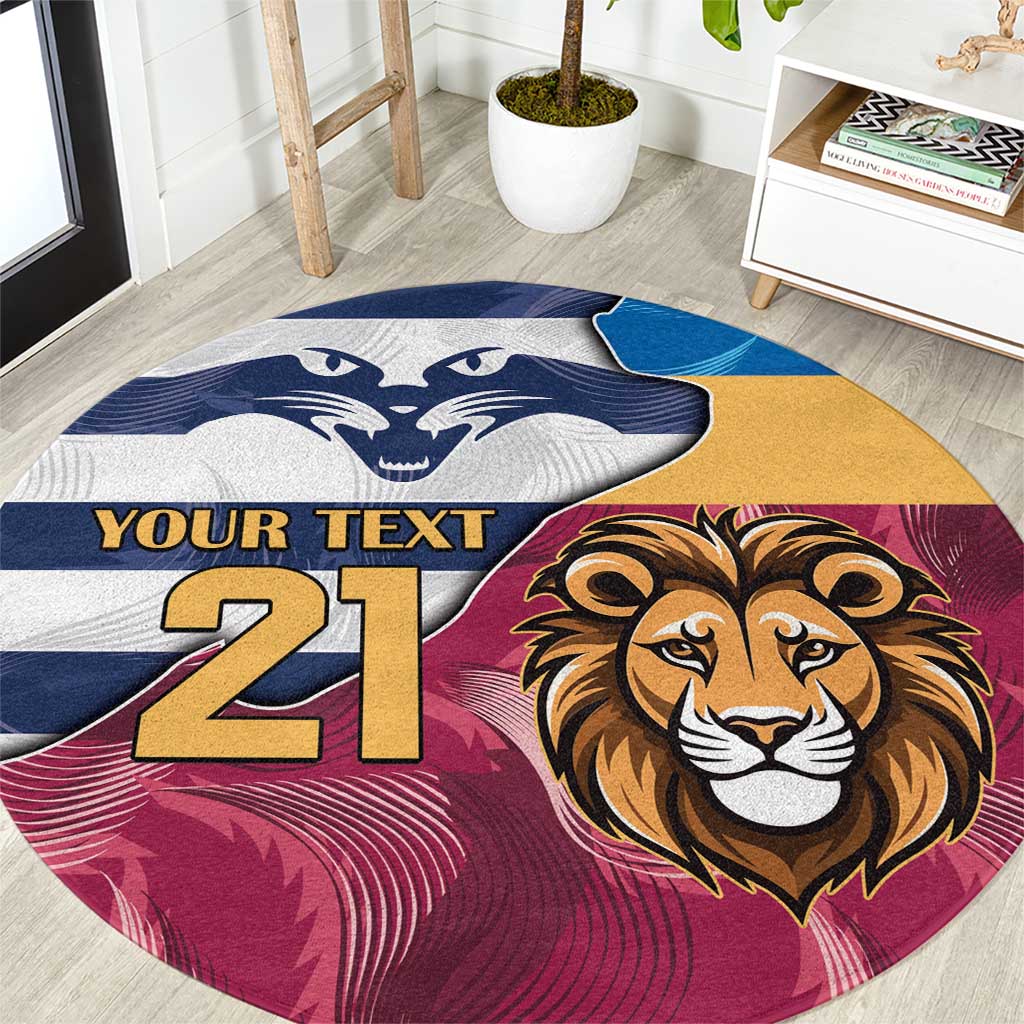 Brisbane-Geelong Football Custom Round Carpet Cracked Metal Style