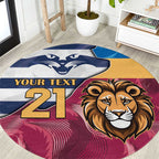 Brisbane-Geelong Football Custom Round Carpet Cracked Metal Style