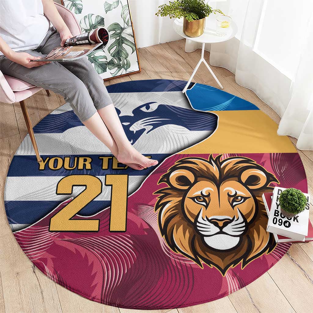 Brisbane-Geelong Football Custom Round Carpet Cracked Metal Style