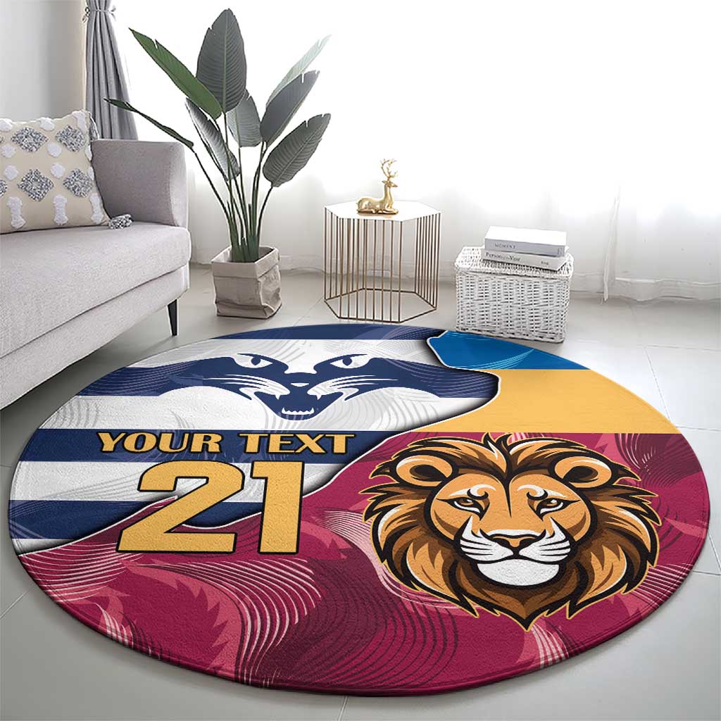 Brisbane-Geelong Football Custom Round Carpet Cracked Metal Style