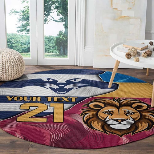Brisbane-Geelong Football Custom Round Carpet Cracked Metal Style