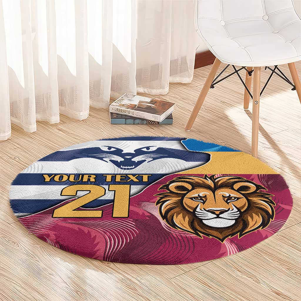 Brisbane-Geelong Football Custom Round Carpet Cracked Metal Style