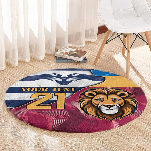 Brisbane-Geelong Football Custom Round Carpet Cracked Metal Style