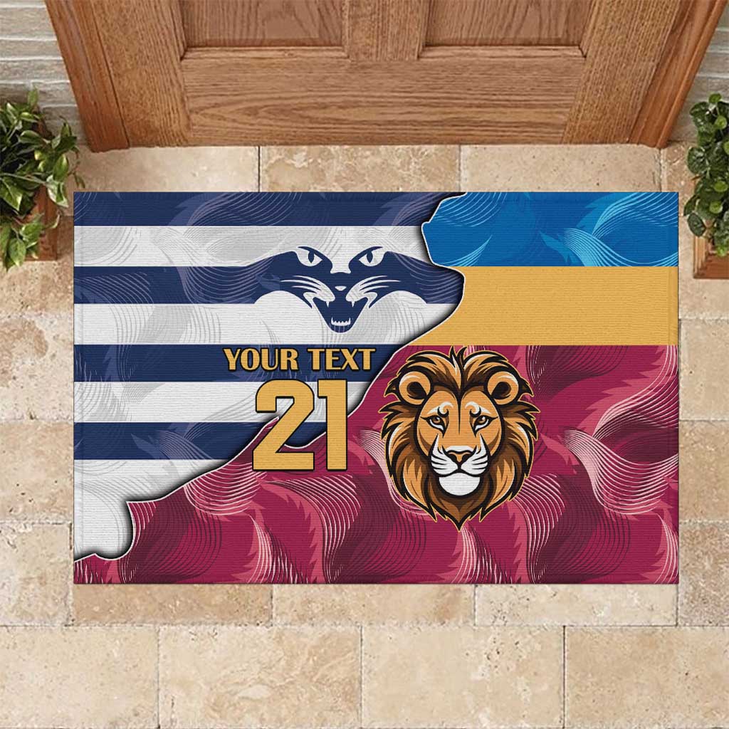 Brisbane-Geelong Football Custom Rubber Doormat Cracked Metal Style