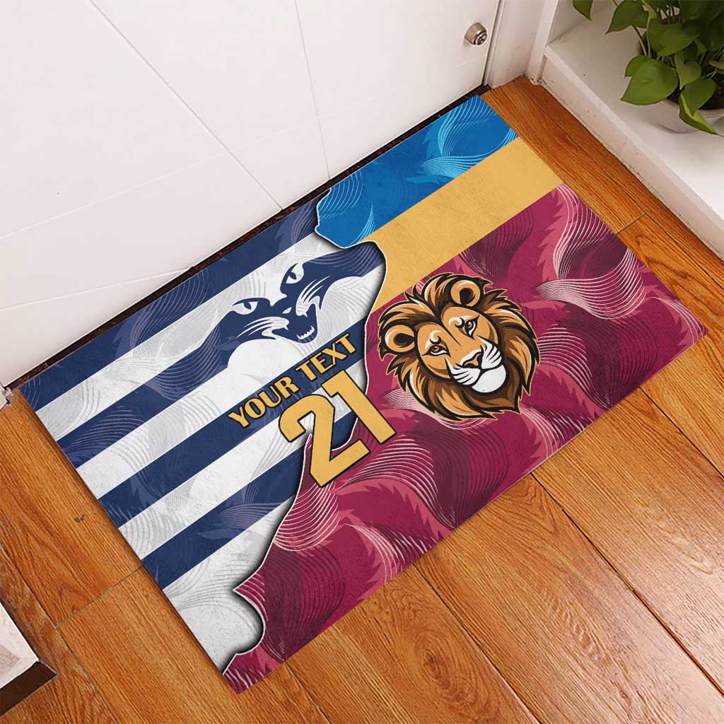 Brisbane-Geelong Football Custom Rubber Doormat Cracked Metal Style