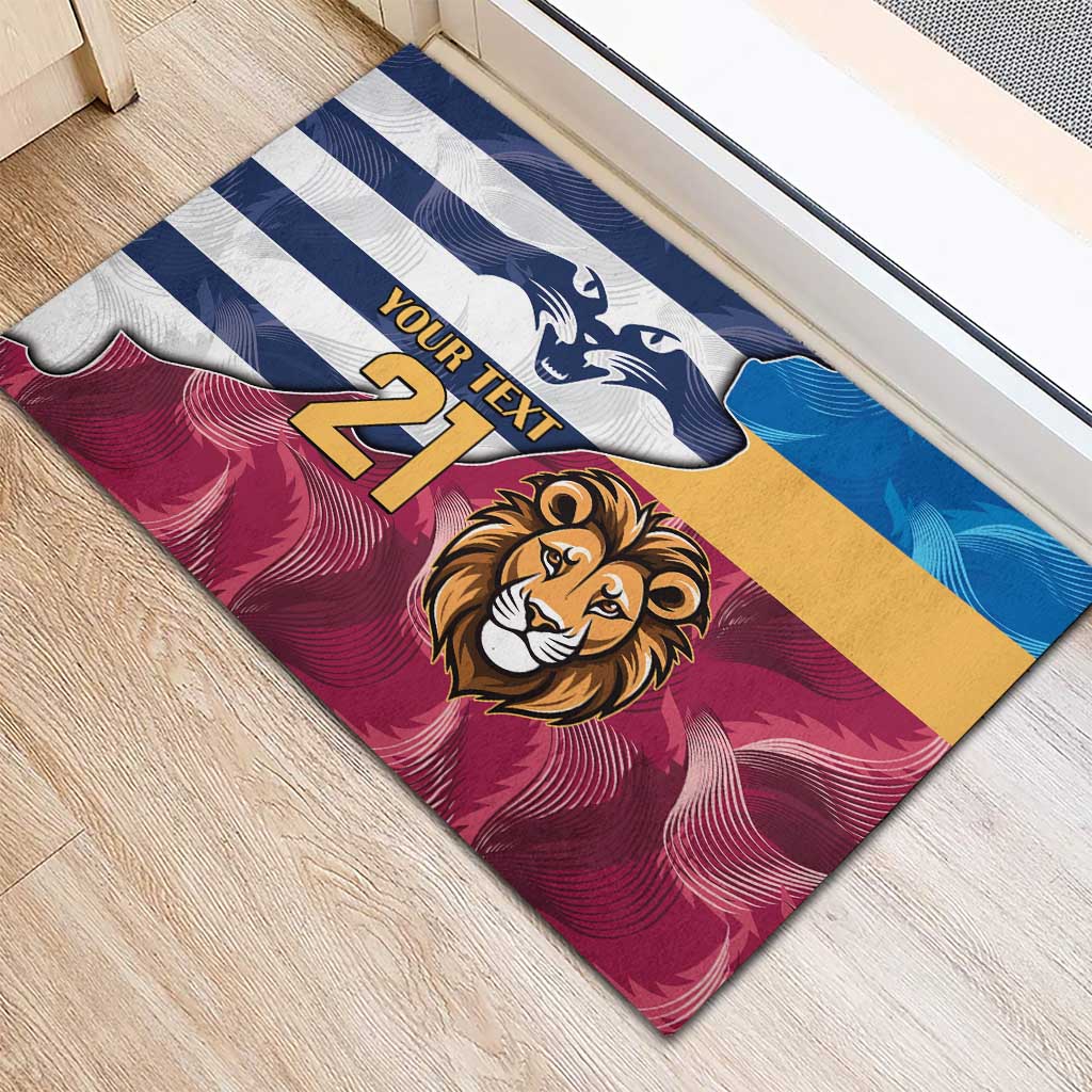 Brisbane-Geelong Football Custom Rubber Doormat Cracked Metal Style