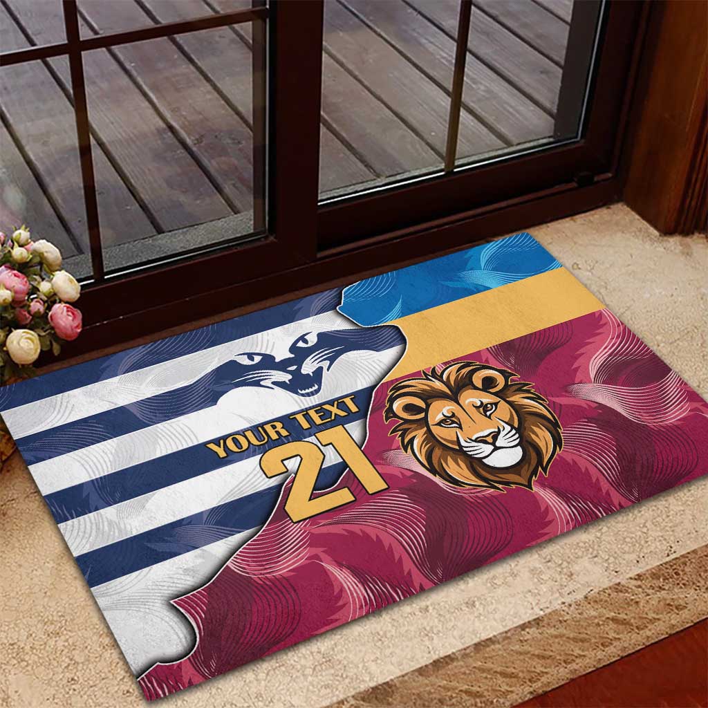 Brisbane-Geelong Football Custom Rubber Doormat Cracked Metal Style
