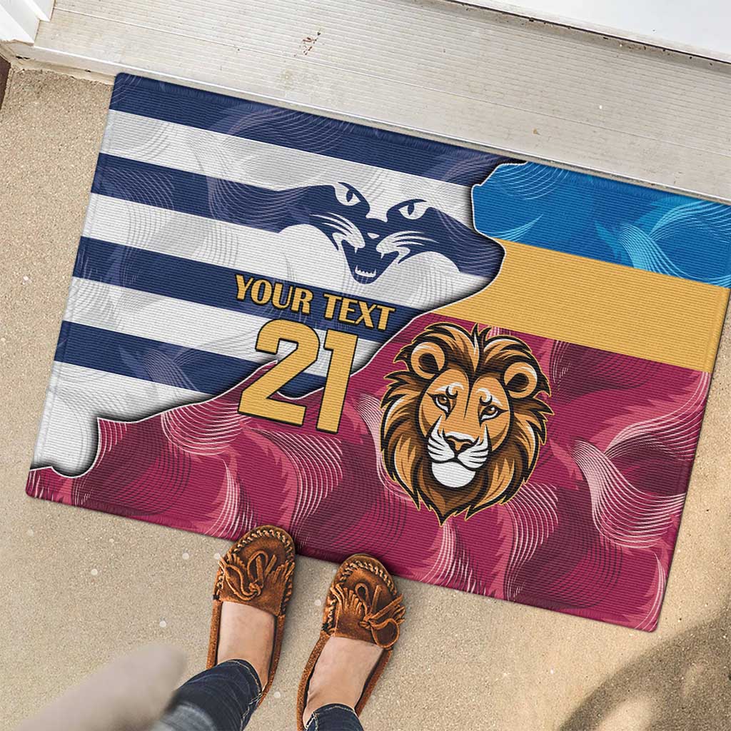 Brisbane-Geelong Football Custom Rubber Doormat Cracked Metal Style