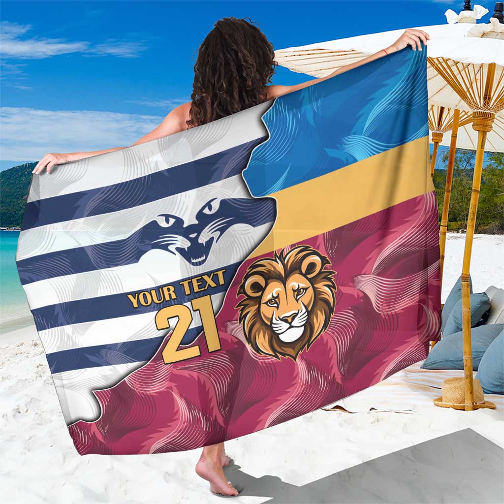 Brisbane-Geelong Football Custom Sarong Cracked Metal Style