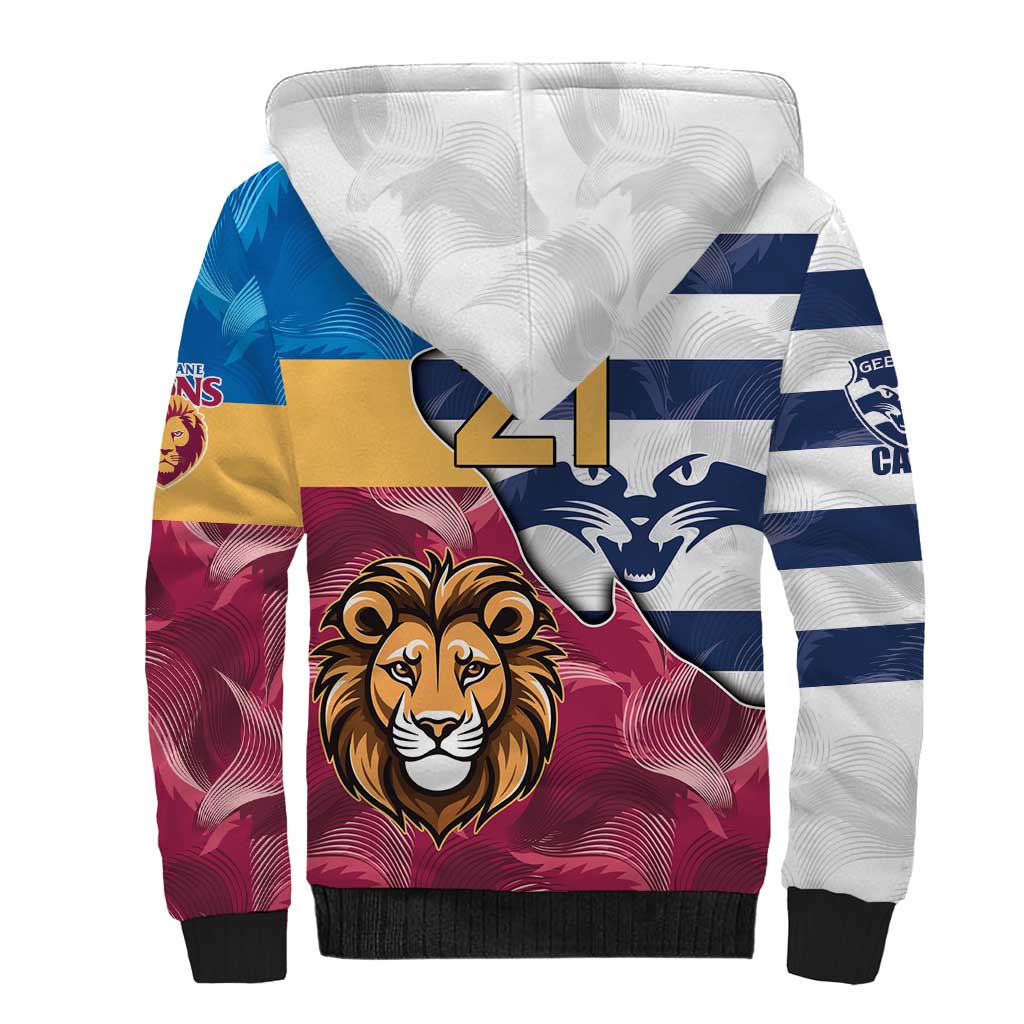 Brisbane-Geelong Football Custom Sherpa Hoodie Cracked Metal Style