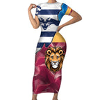 Brisbane-Geelong Football Custom Short Sleeve Bodycon Dress Cracked Metal Style