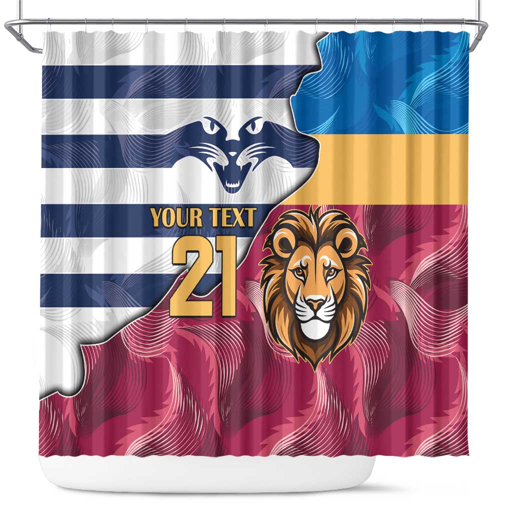 Brisbane-Geelong Football Custom Shower Curtain Cracked Metal Style