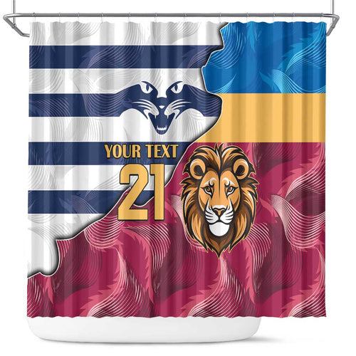 Brisbane-Geelong Football Custom Shower Curtain Cracked Metal Style