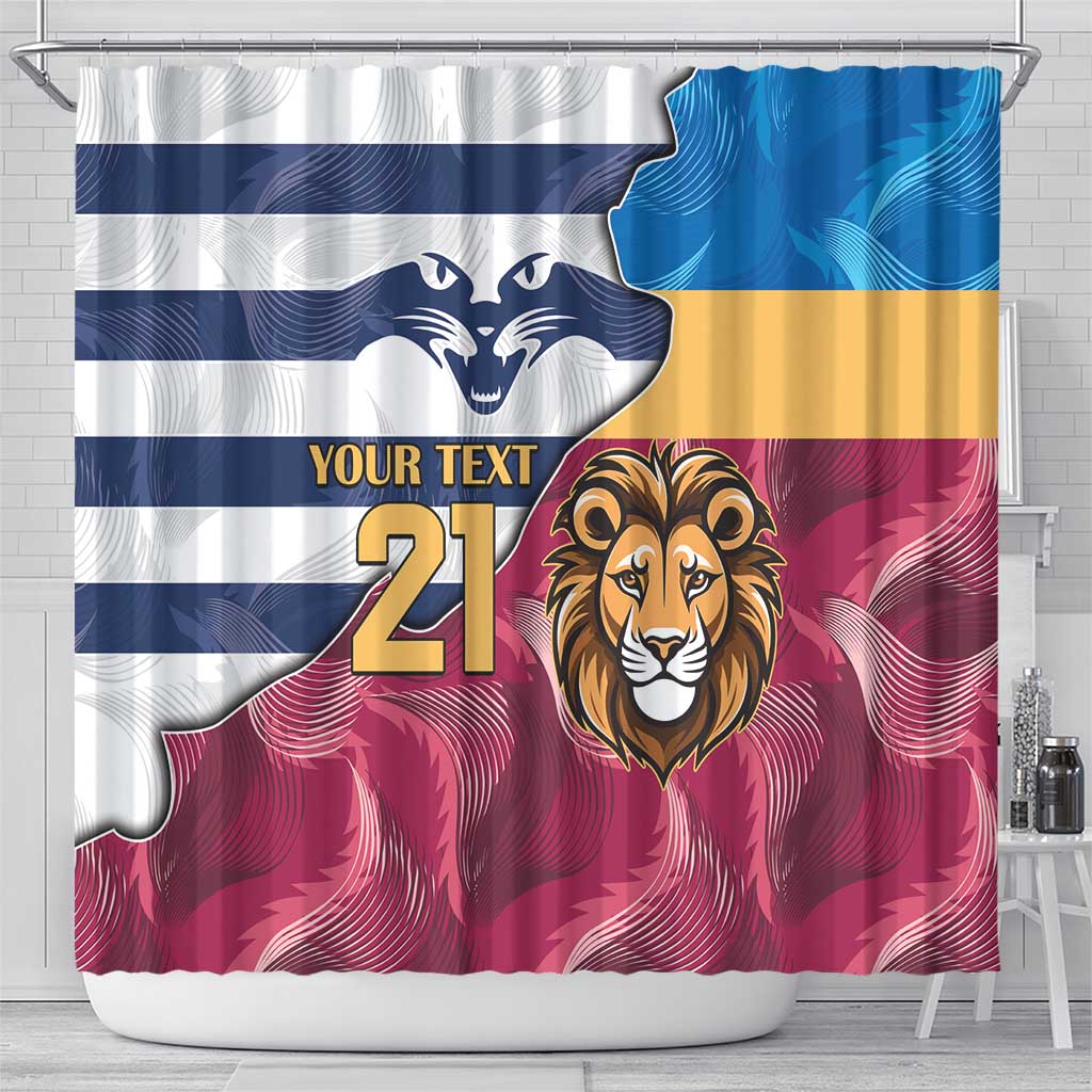 Brisbane-Geelong Football Custom Shower Curtain Cracked Metal Style