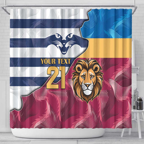Brisbane-Geelong Football Custom Shower Curtain Cracked Metal Style