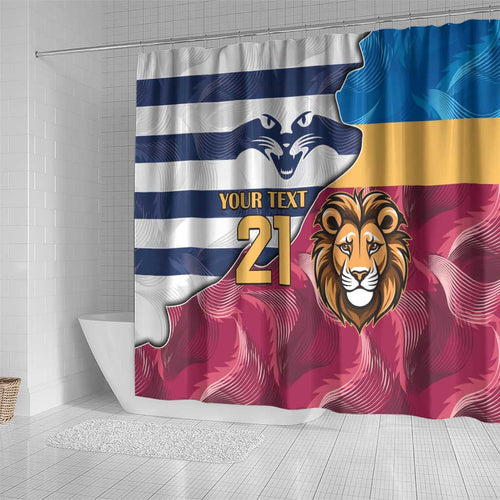 Brisbane-Geelong Football Custom Shower Curtain Cracked Metal Style