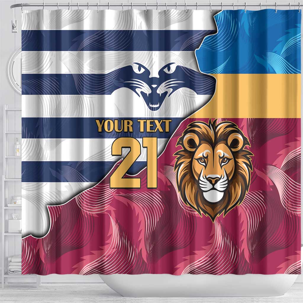 Brisbane-Geelong Football Custom Shower Curtain Cracked Metal Style