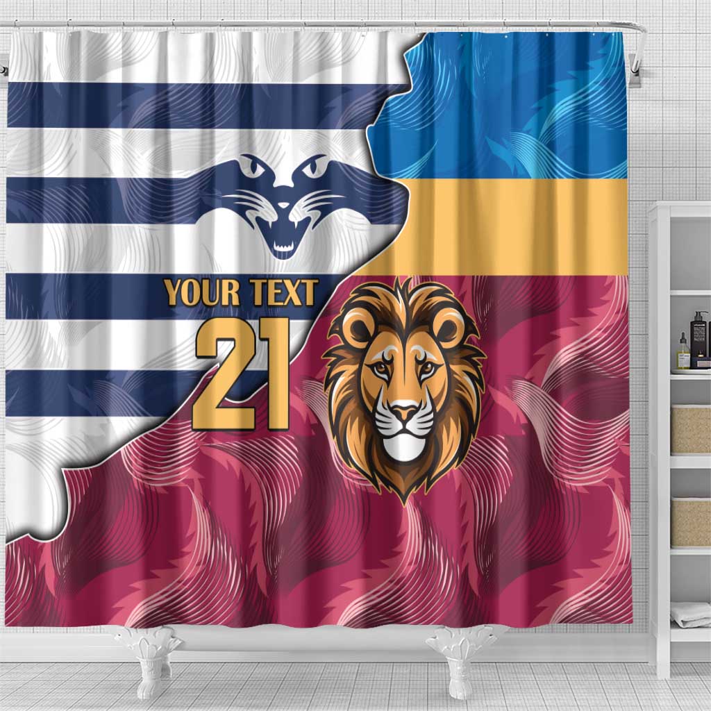 Brisbane-Geelong Football Custom Shower Curtain Cracked Metal Style