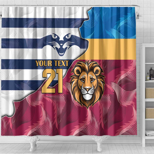 Brisbane-Geelong Football Custom Shower Curtain Cracked Metal Style