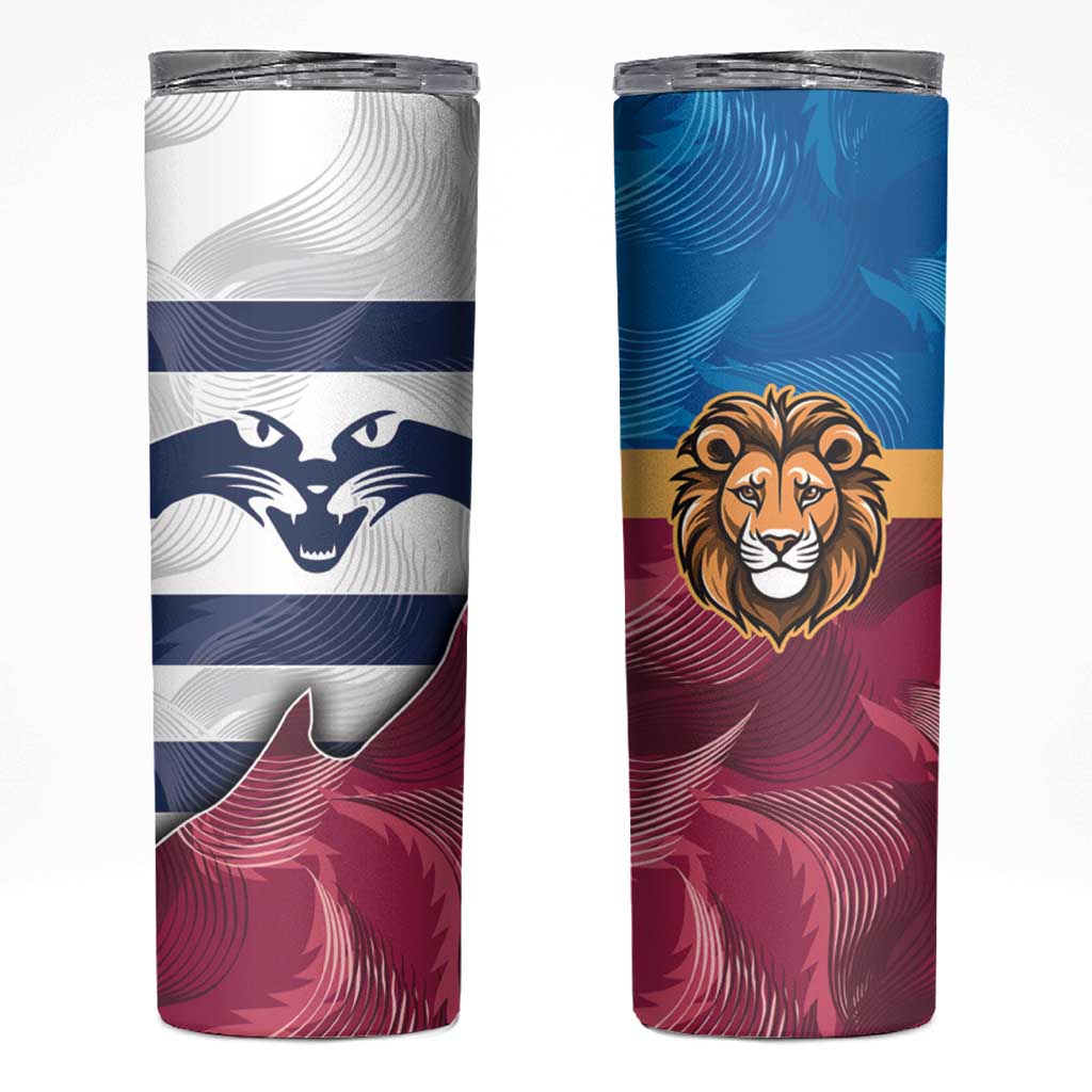Brisbane-Geelong Football Custom Skinny Tumbler Cracked Metal Style