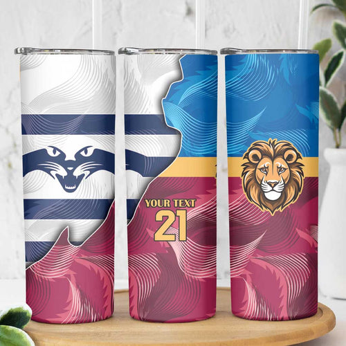 Brisbane-Geelong Football Custom Skinny Tumbler Cracked Metal Style