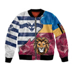 Brisbane-Geelong Football Custom Sleeve Zip Bomber Jacket Cracked Metal Style