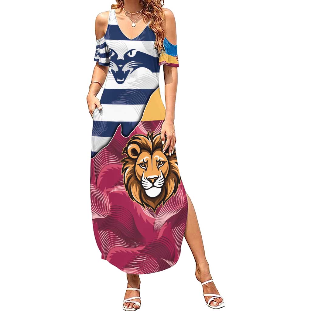 Brisbane-Geelong Football Custom Summer Maxi Dress Cracked Metal Style
