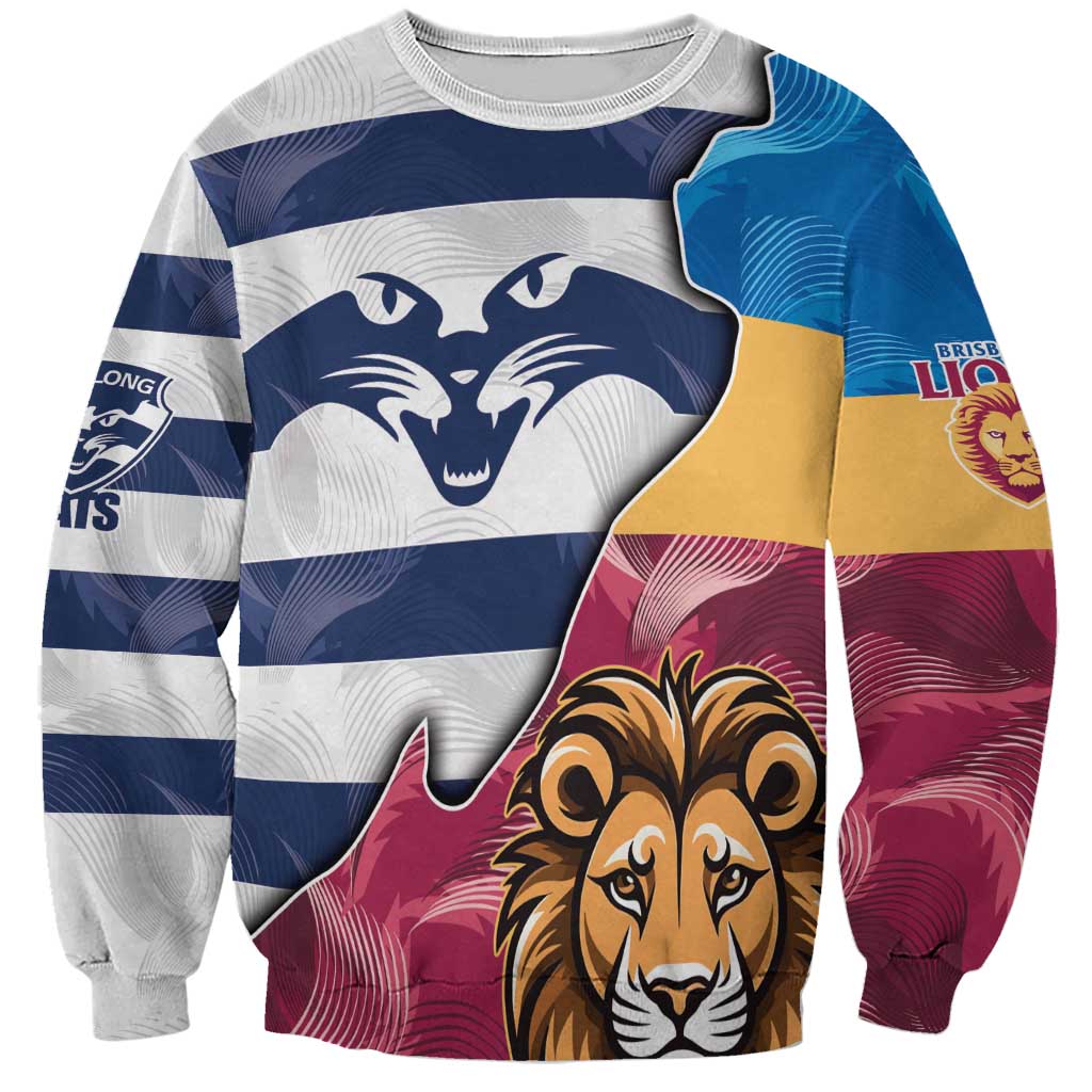 Brisbane-Geelong Football Custom Sweatshirt Cracked Metal Style
