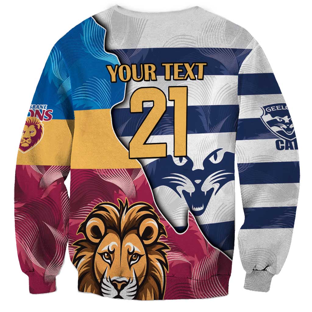 Brisbane-Geelong Football Custom Sweatshirt Cracked Metal Style