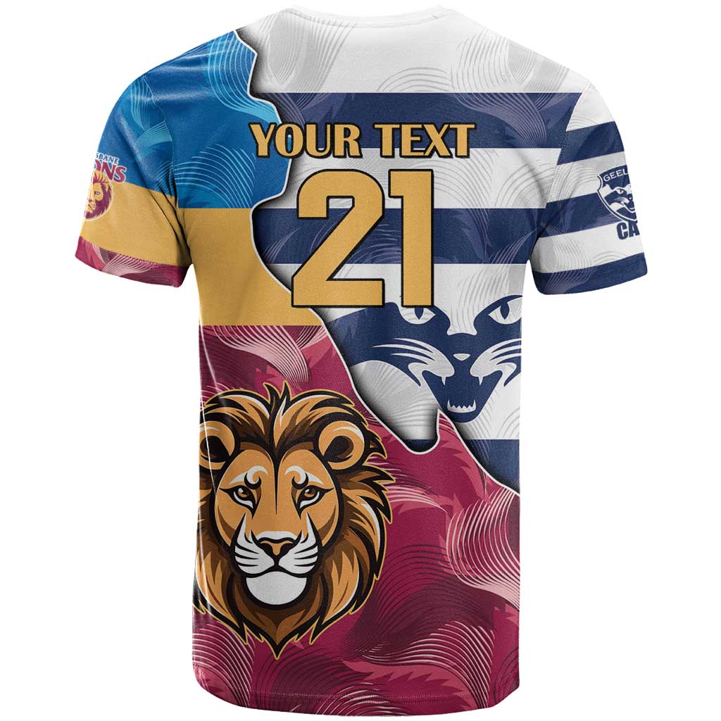 Brisbane-Geelong Football Custom T Shirt Cracked Metal Style
