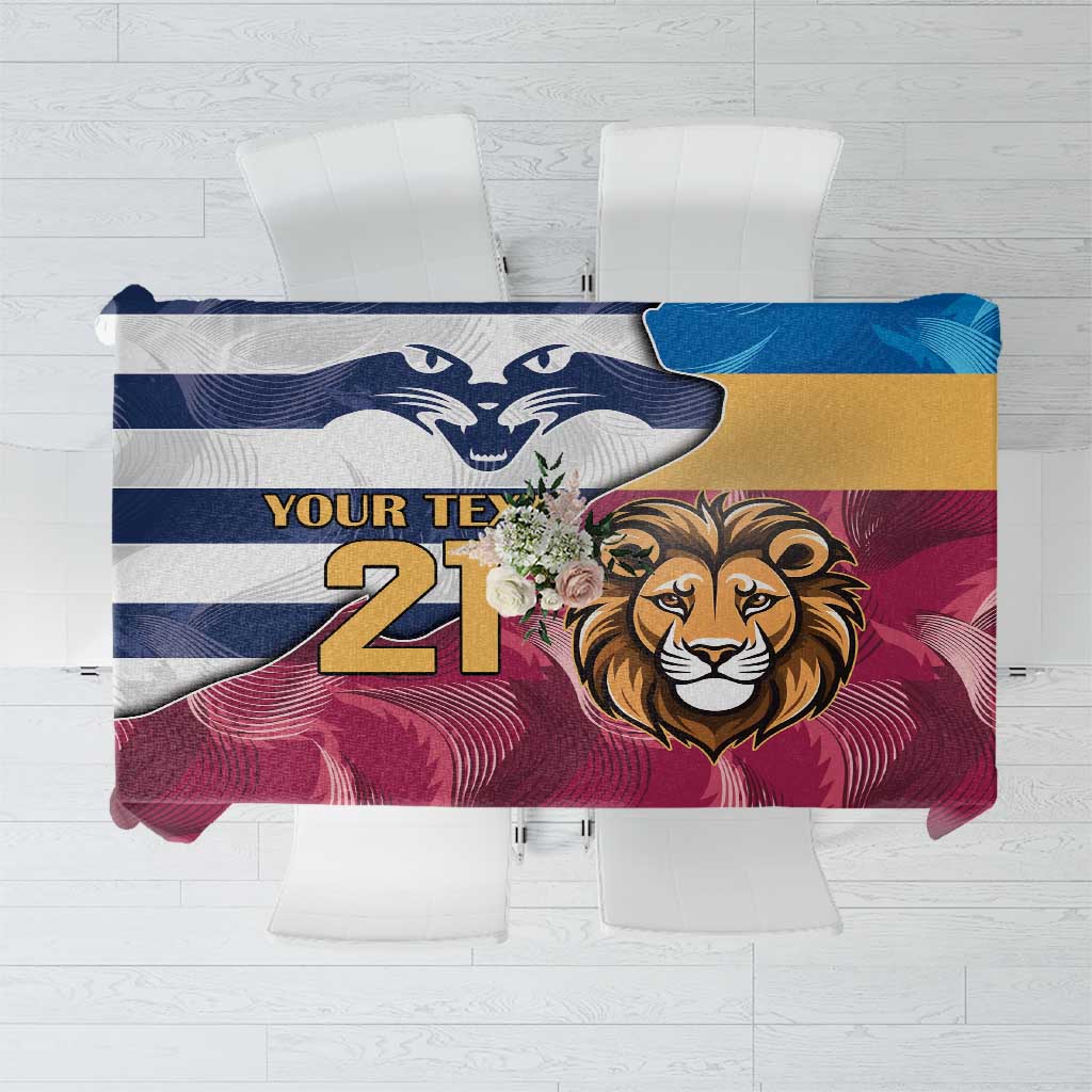 Brisbane-Geelong Football Custom Tablecloth Cracked Metal Style
