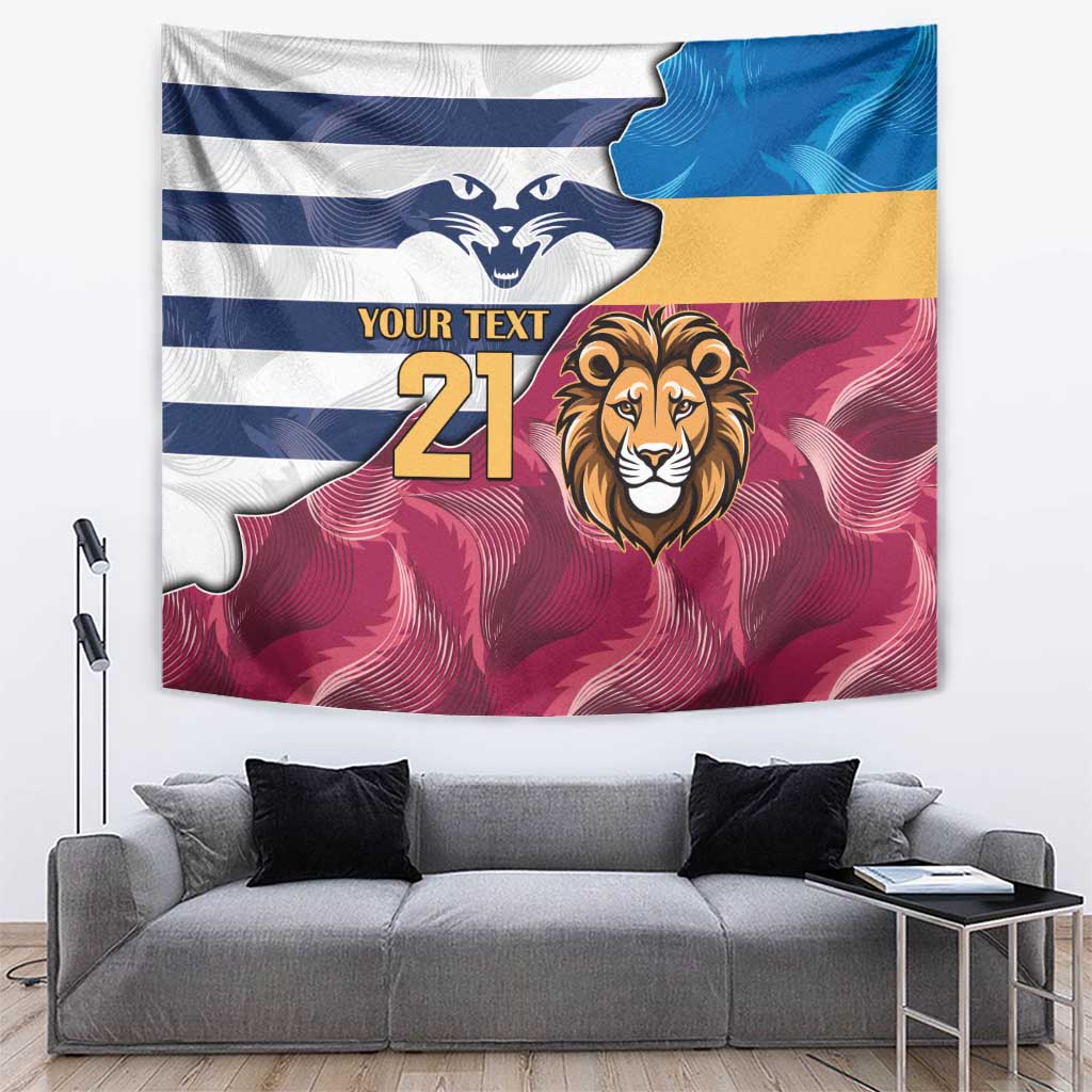 Brisbane-Geelong Football Custom Tapestry Cracked Metal Style